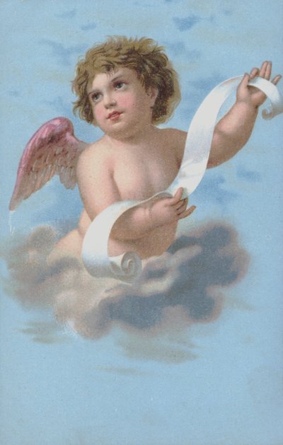 Cherub Holding Scroll by European School