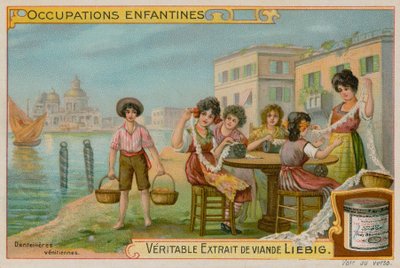 Children Making Venetian Lace by European School