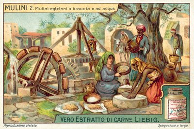 Egyptian hand and water driven mills by European School