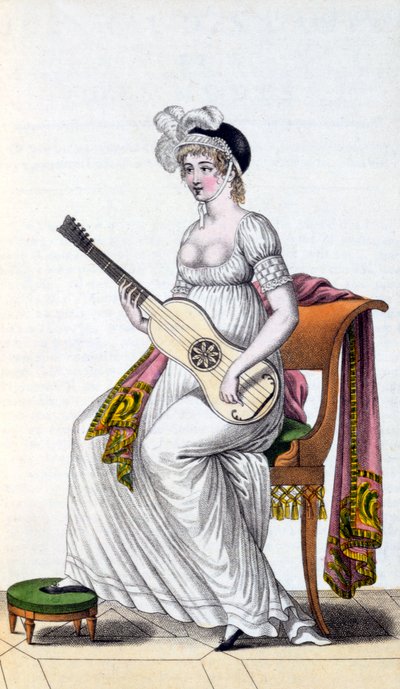 Woman with guitar, late 18th century by European School