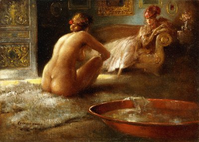 The Voyeur and Her Bather by Everett Shinn