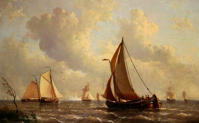 Boats Leaving Harbour by Everhardus Koster
