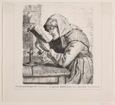 An Old Woman Reading by F. Hendriksen