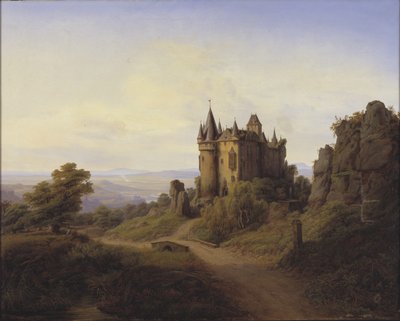 Bürresheim Castle by the Eifel River by F. Sødring