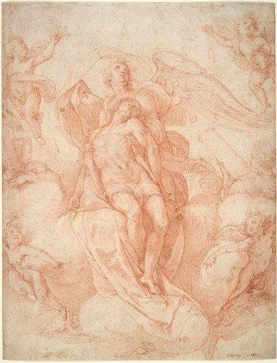 The Dead Christ Supported by Angels by Federico Zuccaro