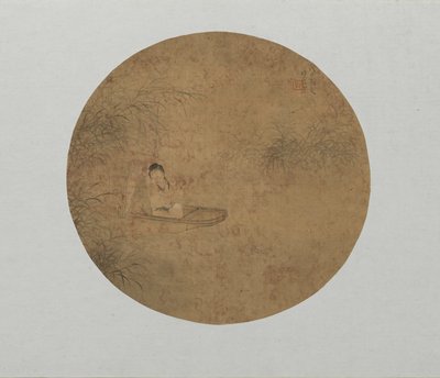 Lady in a Boat Playing the Flute by Fei Danxu