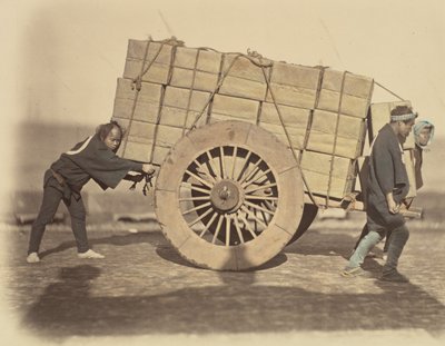 Shariki, or Cart-Pushing Coolies, ca. 1860 by Felice Beato
