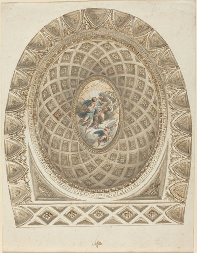 A Coffered Dome with Apollo and Phaeton by Felice Giani