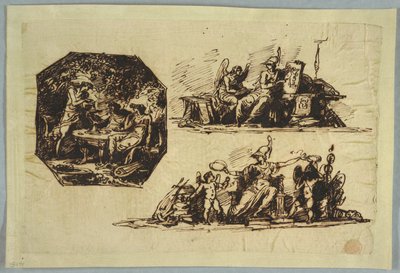 Bacchus, Apollo and Mnemosine; Minerva with Trophies by Felice Giani