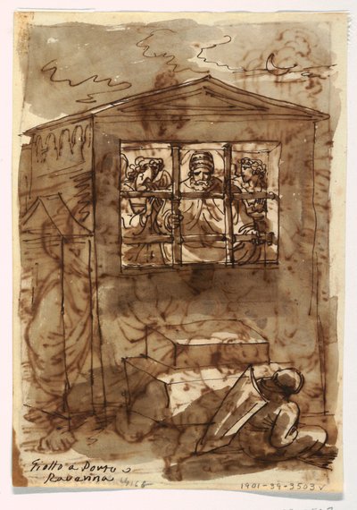 Sketchbook Folio, Pope Sixtus II and Deacon by Felice Giani