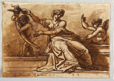 Temperance and Two Winged Angels by Felice Giani