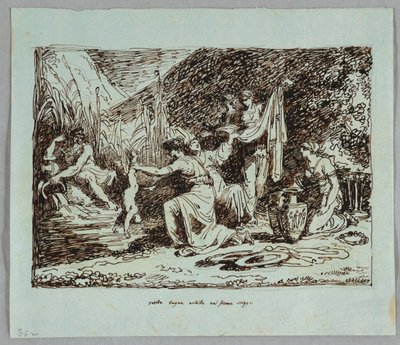 Thetis Plunges Achilles in River Styx by Felice Giani
