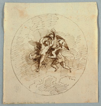 Two Flying Putti with Weapons by Felice Giani