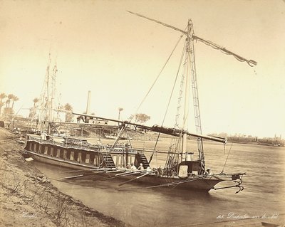 Egyptian boat on the Nile, in Egypt by Félix Bonfils