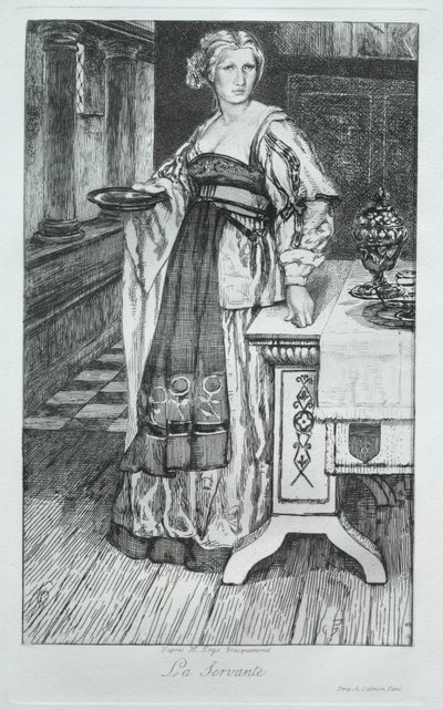 The Maidservant, after H. Leys by Felix Bracquemond