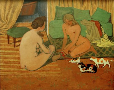 Nude Women with Cats by Felix Edouard Vallotton