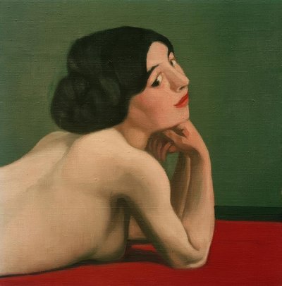 Reclining Nude on Red Carpet by Felix Edouard Vallotton