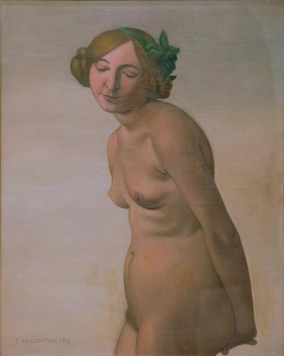 Female Nude with Green Hair Ribbon by Felix Edouard Vallotton