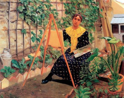 Young woman painting by Felix Edouard Vallotton