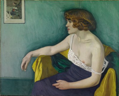 Young woman seated in profile by Felix Edouard Vallotton
