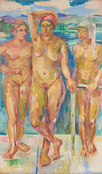 Three Nudes by a Lake by Felix Esterl