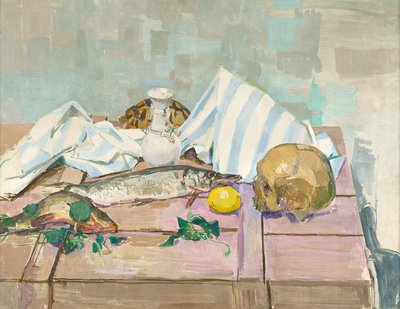 Still Life with Skull and Fish by Felix Esterl