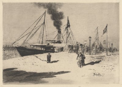 Wharf at Trouville by Felix Hilaire Buhot