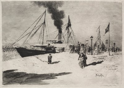 The Wharf at Trouville by Felix Hilaire Buhot