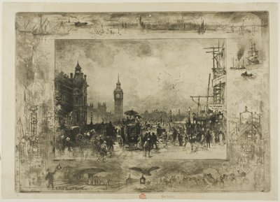 Westminster Clock Tower by Felix Hilaire Buhot