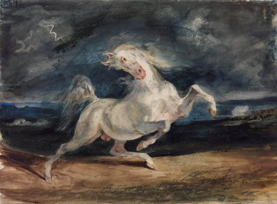 Horse Frightened by Lightning by Ferdinand Victor Eugene Delacroix