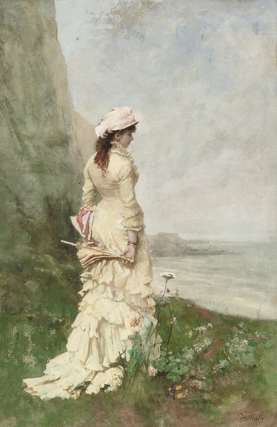 An Elegant Lady by the Sea by Ferdinand Heilbuth