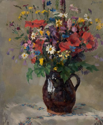 Meadow Flowers in Jug by Ferdinand Matthias Zerlacher