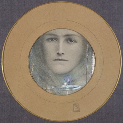 Brown Eyes and a Blue Flower by Fernand Khnopff