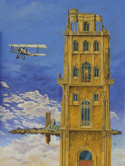 Tower with a Plane by Fernando Aznar Cenamor
