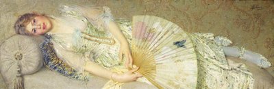 Young Woman Reclining on a Sofa by Filadelfo Simi