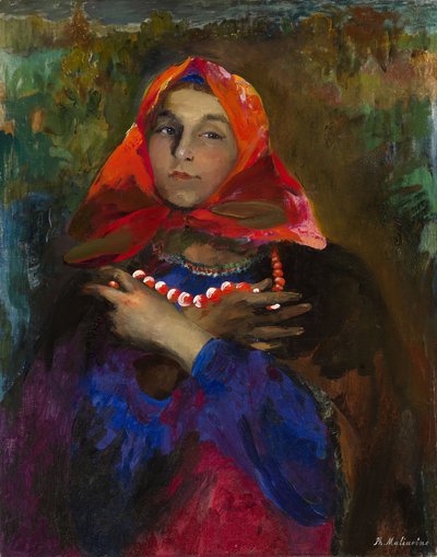 Russian Maiden in a Red Headscarf by Filipp Andreevic Maljavin