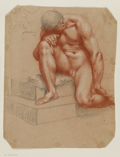 Crouching Male Nude by Filippo Esegrenio