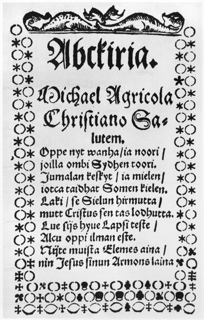 Alphabet primer of Mikael Agricola (1508-57) by Finnish School