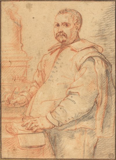 A Scholar Writing by Flemish 17th Century