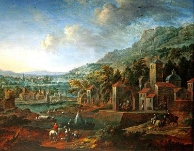 Landscape with Horsemen by Flemish School