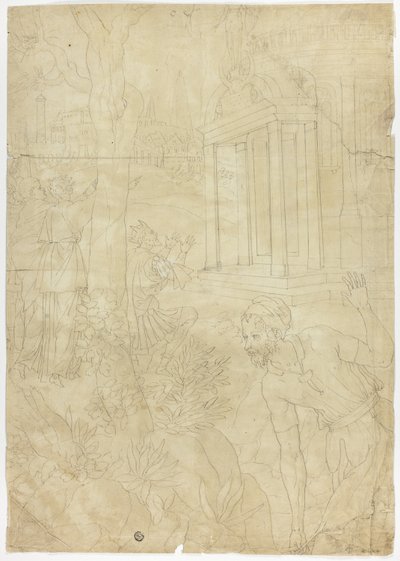 King Making Sacrifice at Temple of Diana by Fontainebleau School
