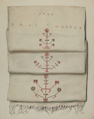 Pa. German Embroidered Towel by Frances Lichten