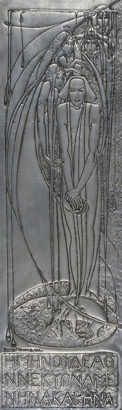Repousse White Metal Plaque, 1893 by Frances Macdonald