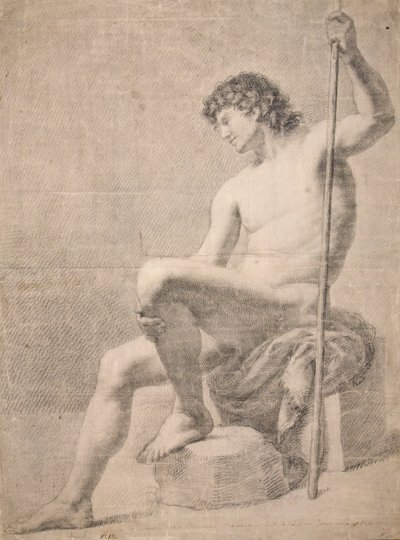 Male Nude Seated by Francesc Agustín