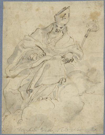 Bishop Sitting on a Cloud, Writing by Francesco Bernardi