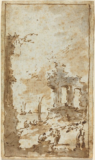 A Capriccio of Ruins by the Lagoon by Francesco Guardi