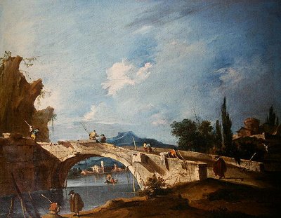 A River Landscape by Francesco Guardi