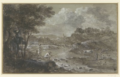 River Landscape with Fisherman by Francesco Zuccarelli