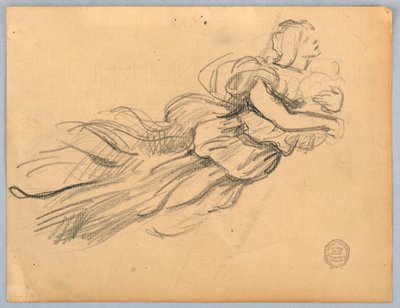 Sketch of Figure with Drapery by Francis Augustus Lathrop