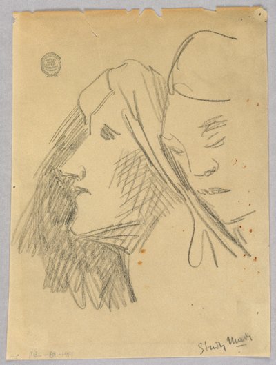 Sketch of Two Heads by Francis Augustus Lathrop